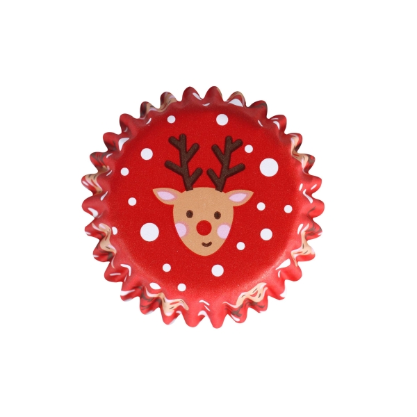Mini Cupcake Baking Cases - Rudolph